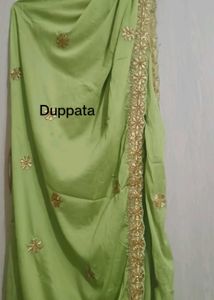 Embroidered Green Kurti Set