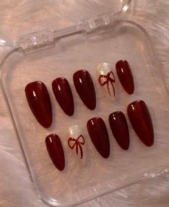 Deep Red Bow Glossy Nail Polish