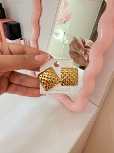 Gold Square Textured Earrings BRAND NEW