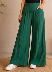 Emerald Green Wide Leg Trousers