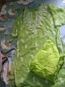 Elegant Green Chikankari Kurta Set