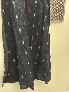 Stylish Black Kurta with Red Neckline