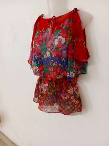 Vibrant Floral Print Off-Shoulder Top
