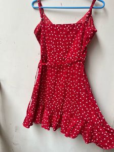 Red Heart Print Wrap Dress