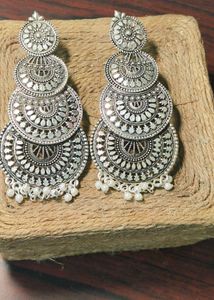 Oxidized Silver Jhumka Earrings