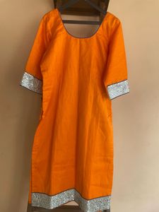 Orange Embroidered Kurta Set