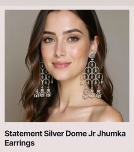 Silver Dome Jr Jhumka Statement Earrings