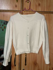 Cream Pearl Button Cardigan