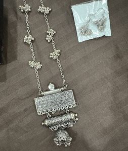 Oxidised Silver Necklace with Earrings