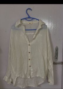 Classic White Linen Button-Up Shirt