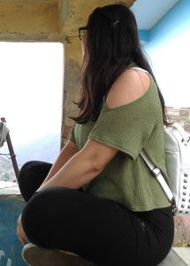 HnM Cold Shoulder Olive green Crop top