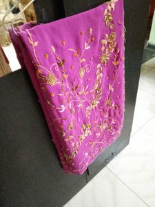 Ghungru in saree Stunning Embroidered Purple Sare