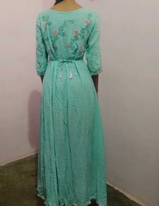 Embroidered Mint Green Maxi Dress