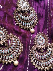 Exquisite Kundan EARRINGS and Maang Tikka