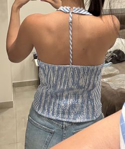 Lace trimmed halter top, Savana, S, new