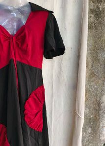 Elegant Black &amp; Red Maxi Dress