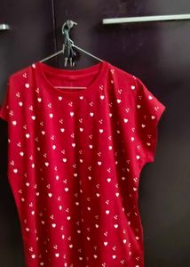 Red Heart Print T-Shirt