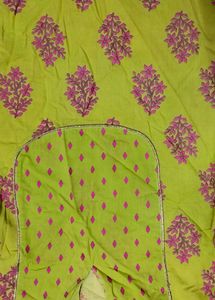 Yellow Kurta with pink  Block Print, size L
