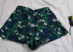 Korean Floral High-Waisted Structured Shorts