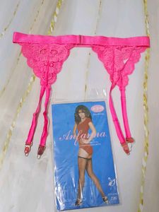 (1030)Vintage Pink Lace Garter Belt
