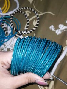 Metal Teal Bangles Set