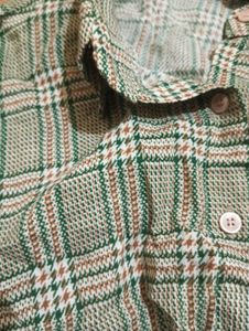 Green Plaid Button-Up Shirt