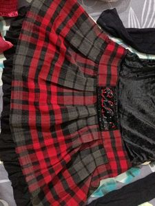 Girls' women  Velvet &amp; Plaid Dress