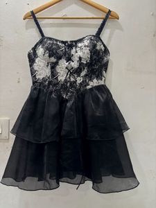 Gothic Black & White Floral Dress