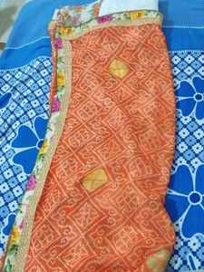 Vibrant Orange Bandhani Saree