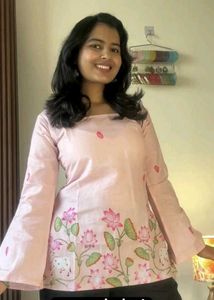 Elegant Pink Floral Blouse with Tie-Up Back