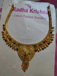 Elegant Gold Necklace with Colorful Stones