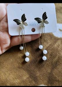 Butterfly Pearl Dangle Earrings