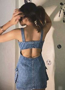 Denim Cargo Mini Dress w Pockets