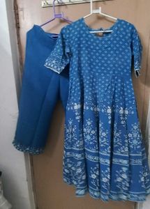 Blue Printed Kurta Set with Pants
