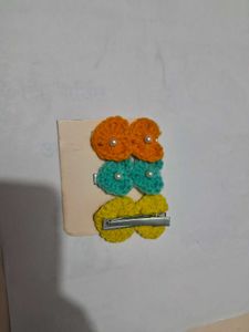 Handmade Crochet Heart Hair Clips set of 3🌸