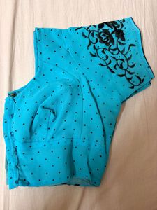 blue saree with stitched blouse 💙