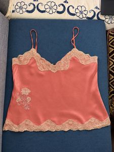 Peach Silk Lace Trim Cami Top 🍑✨