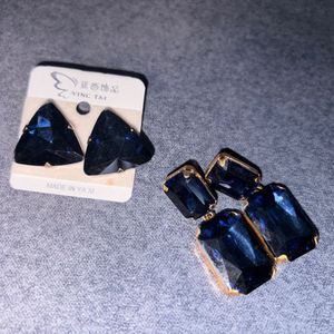 Elegant Blue Gemstone Earrings combo