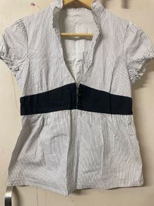 Y2K Striped Button-Up Top