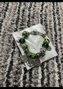 Charming Green Beaded Charm Bracelet