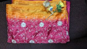 Simply Cute Embroidery Floral Design Maroon Saree