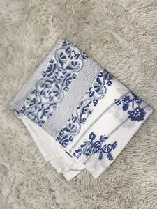 Vintage Blue Floral Embroidered Bedsheet