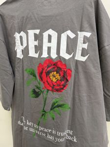 Shein Grey Graphic T-Shirt with Rose Print