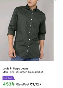 Louis Philippe  Premium Casual Print Shirt (Olive)