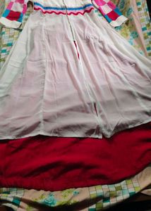 White long gown with Red skirt