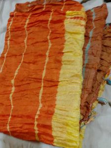 Vibrant Orange & Yellow Striped Dupatta