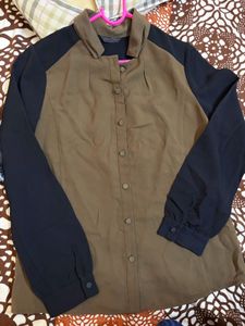 Office wear stylish Block Button-Up Top