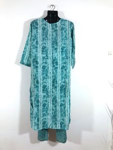 Sea Green Printed Kurta Set(Women’s)