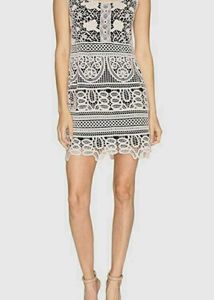 639. Pink Crochet Lace Mini Dress