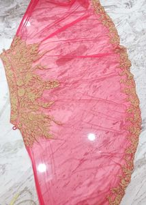 Stunning Red Embroidered Gown with Cape